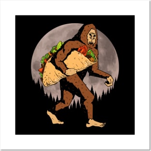 Bigfoot Holding A Taco Posters and Art